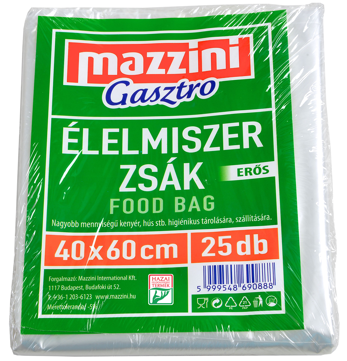 MAZZINI Élelmiszerzsák 40x60cm erős